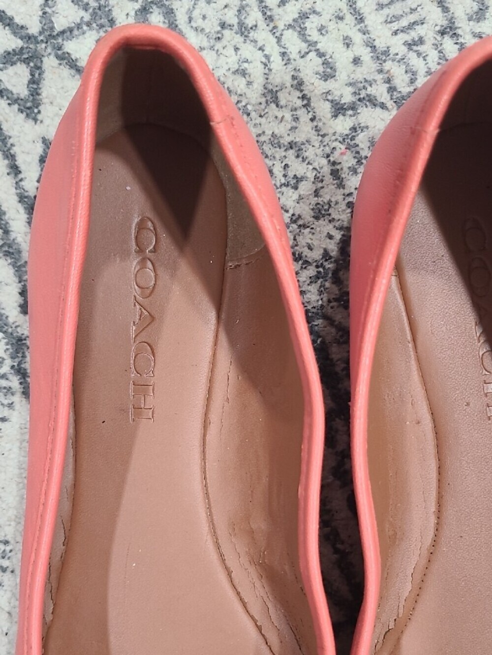 Coach Coral Pink Leather Ballet Flats with Tassel Bow - Picture 2 of 8